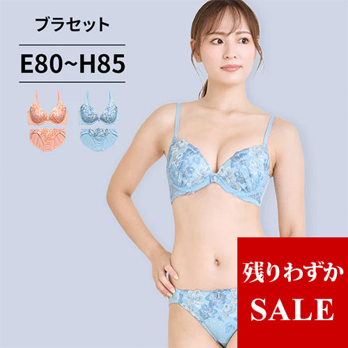 脇高ブラ＆ショーツセット 花柄刺繍【EFGHサイズ】 ba0947