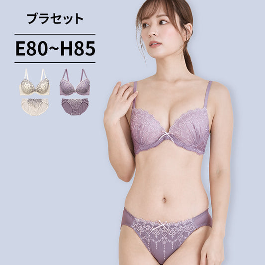 ブラ＆ショーツセット 小花柄刺繍【EFGHサイズ】 ba0950