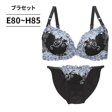 脇高ブラ＆ショーツセット ラメ×花柄刺繍【EFGHサイズ】 ba0951a
