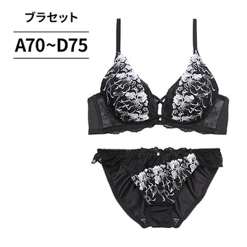 脇高ブラ＆ショーツセット 花柄刺繍 【ABCDサイズ】 ba0953a