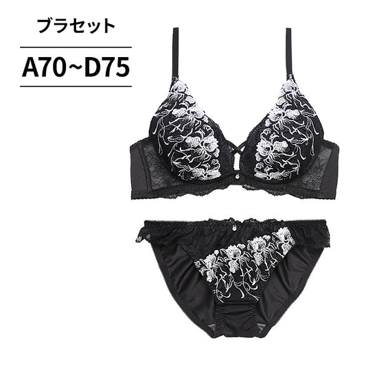 脇高ブラ＆ショーツセット 花柄刺繍 【ABCDサイズ】 ba0953a