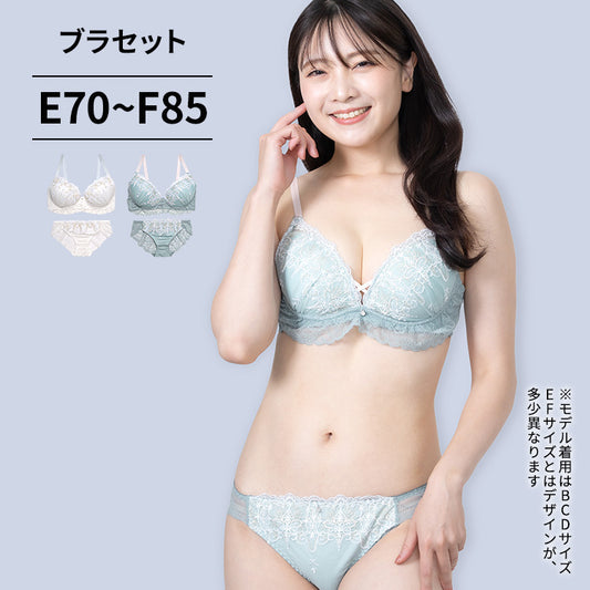 ブラ＆ショーツセット ラメ刺繍×レース【EFサイズ】ba0956