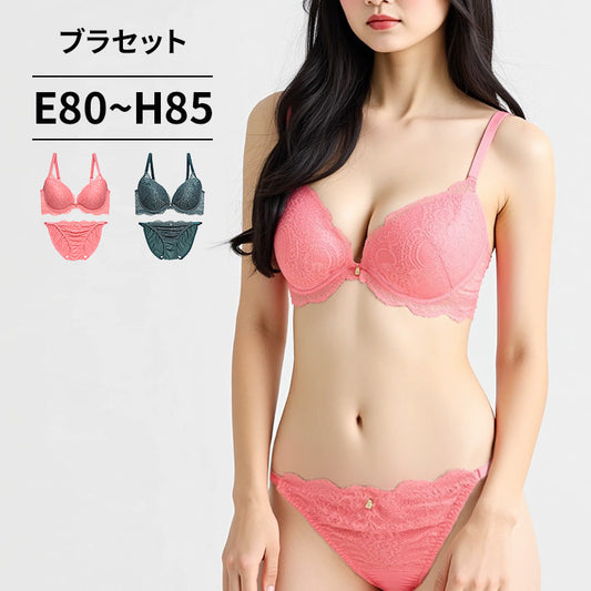 [まとめ買い対象]脇高ブラ＆ショーツセット フロントレース【EFGHサイズ】 ba0963
