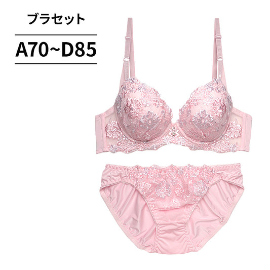 脇高ブラ＆ショーツセット 花柄刺繍 【ABCDサイズ】 ba0973b