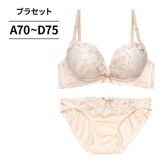 脇高ブラ＆ショーツセット 花柄刺繍 【ABCDサイズ】 ba0976b