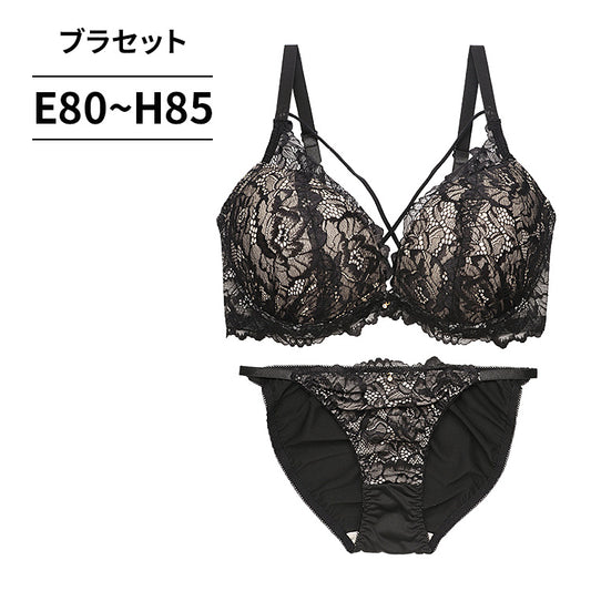 [まとめ買い対象]脇高ブラ＆ショーツセット レース×ストリング【EFGHサイズ】 ba0984a