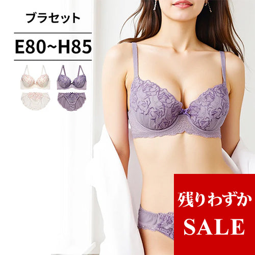 ブラ＆ショーツセット ローズ柄刺繍【EFGHサイズ】 ba0985