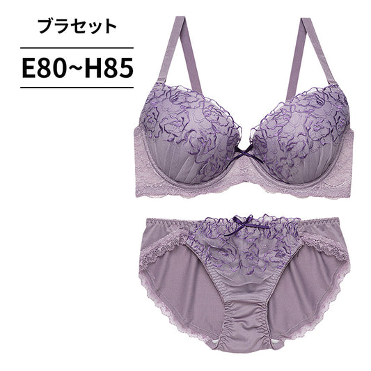 [まとめ買い対象]ブラ＆ショーツセット ローズ柄刺繍【EFGHサイズ】 ba0985b