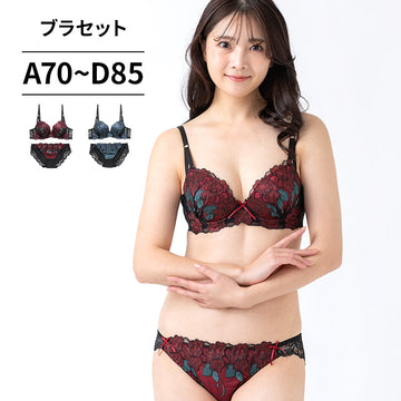 脇高ブラ＆ショーツセット ローズ柄刺繍 【ABCDサイズ】 ba0987