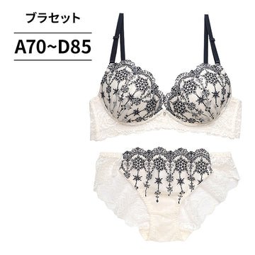 脇高ブラ＆ショーツセット 雪柄刺繡 【ABCDサイズ】 ba0988b
