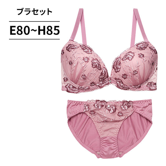 ブラ＆ショーツセット 花柄刺繡【EFGHサイズ】 ba0997a