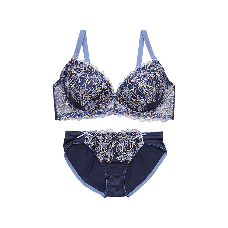 洗練刺繍】絶妙なカラーで魅せる花柄刺繍ブラ＆ショーツ | 脇肉