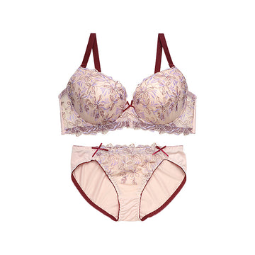 ブラ＆ショーツセット 花柄刺繍【EFGHサイズ】 ba1004a