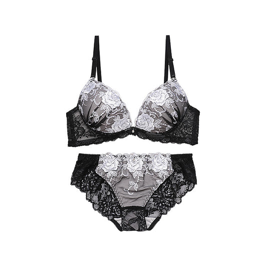 脇高ブラ＆ショーツセット 花柄刺繍 【ABCDサイズ】 ba1009a