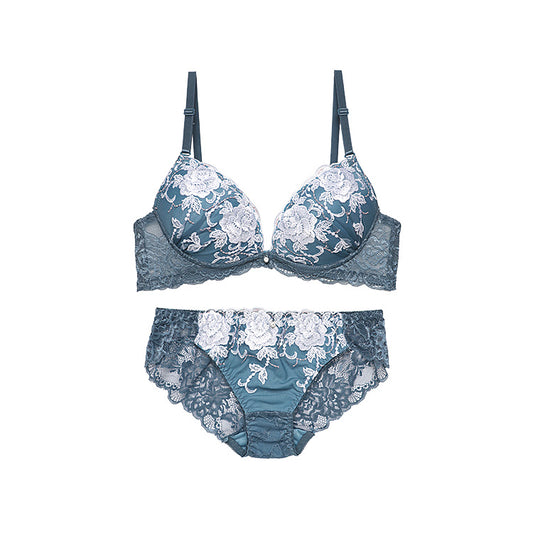 脇高ブラ＆ショーツセット 花柄刺繍 【ABCDサイズ】 ba1009b