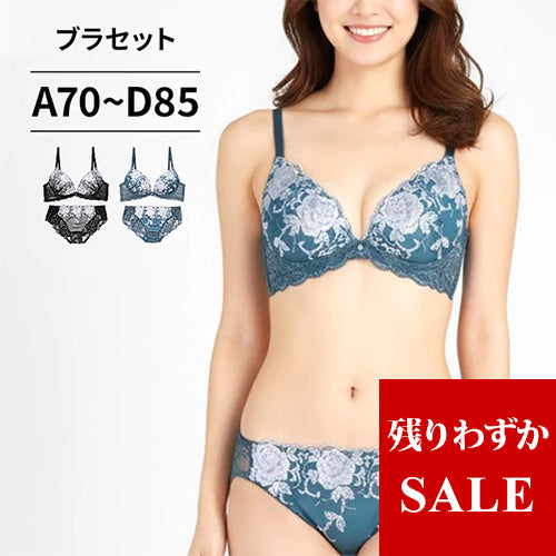 脇高ブラ＆ショーツセット 花柄刺繍 【ABCDサイズ】 ba1009