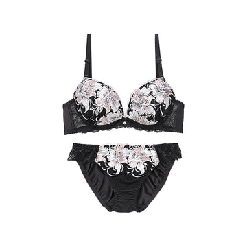 脇高ブラ＆ショーツセット 花柄刺繍 【ABCDサイズ】 ba1010a
