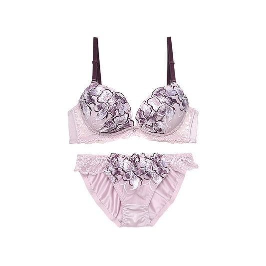 脇高ブラ＆ショーツセット 花柄刺繍 【ABCDサイズ】 ba1010b