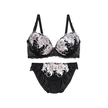 ブラ＆ショーツセット 花柄刺繍【EFサイズ】ba1011a