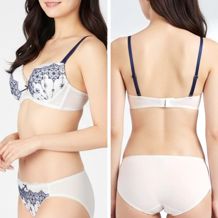 ノンワイヤー】フラワー刺繍ブラ＆ショーツセット | 響きにくい