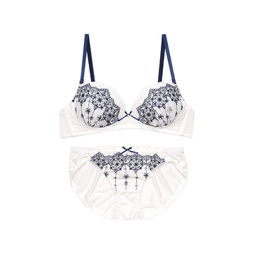 【1/20より順次発送】ノンワイヤーブラ＆ショーツセット 花柄刺繍 【S/M/L/LLサイズ】 ba1015a