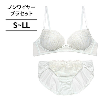 ノンワイヤーブラ＆ショーツセット 花柄刺繍 【S/M/L/LLサイズ】 ba1015b