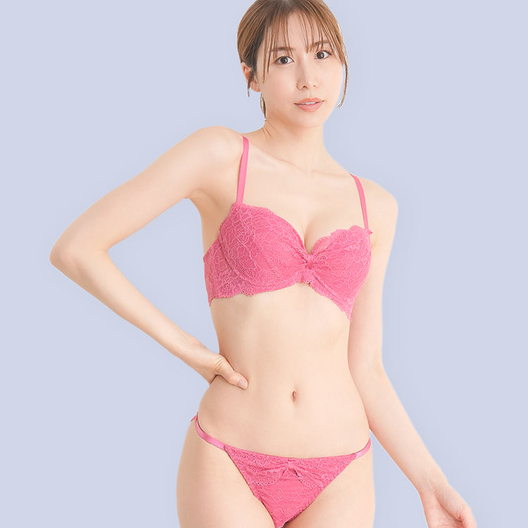 脇高設計】総レースブラ＆ショーツセット | L字ソフトワイヤーで痛く