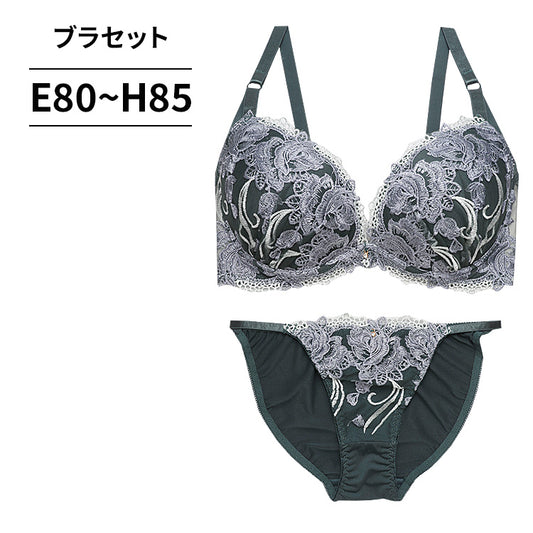 脇高ブラ＆ショーツセット ローズ柄刺繍【EFGHサイズ】 ba1025a