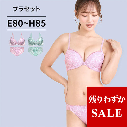 脇高ブラ＆ショーツセット 小花柄刺繍【EFGHサイズ】 ba1026