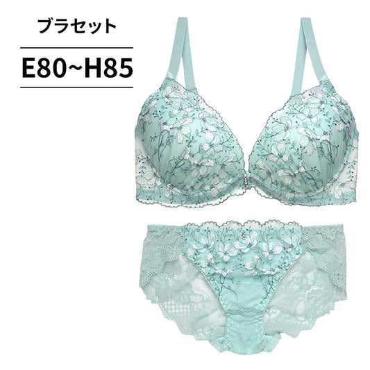 脇高ブラ＆ショーツセット 小花柄刺繍【EFGHサイズ】 ba1026b