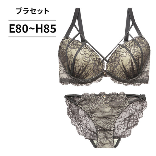 ブラ＆ショーツセット 総レース×クロスストリング【EFGHサイズ】 ba1033a