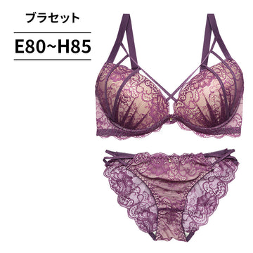 ブラ＆ショーツセット 総レース×クロスストリング【EFGHサイズ】 ba1033b