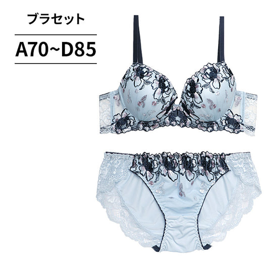 脇高ブラ＆ショーツセット 花柄刺繍 【ABCDサイズ】 ba1048b