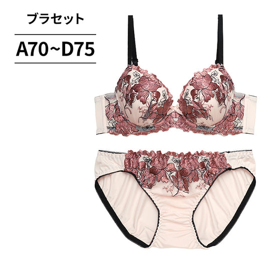 脇高ブラ＆ショーツセット 花柄刺繍 【ABCDサイズ】 ba1049a