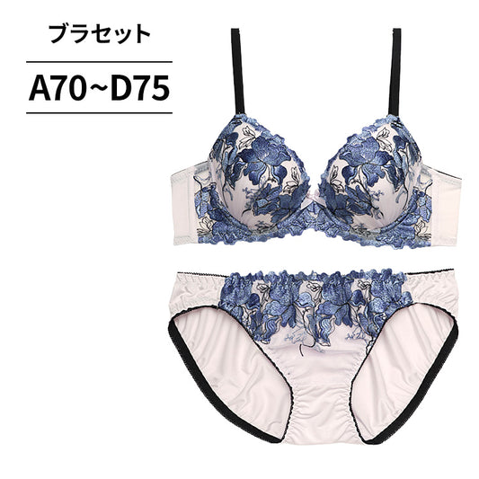 脇高ブラ＆ショーツセット 花柄刺繍 【ABCDサイズ】 ba1049b