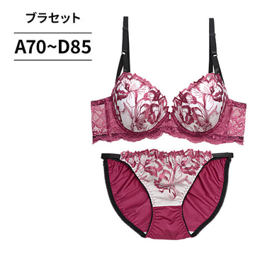 脇高ブラ＆ショーツセット 花柄刺繍 【ABCDサイズ】 ba1064a