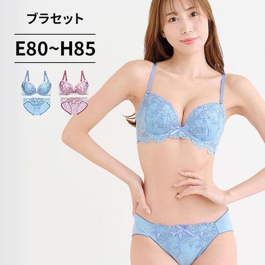 ブラ＆ショーツセット 花柄刺繡【EFGHサイズ】 ba1073