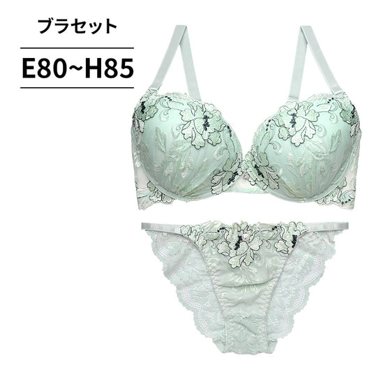 脇高ブラ＆ショーツセット 花柄刺繍【EFGHサイズ】 ba1074b