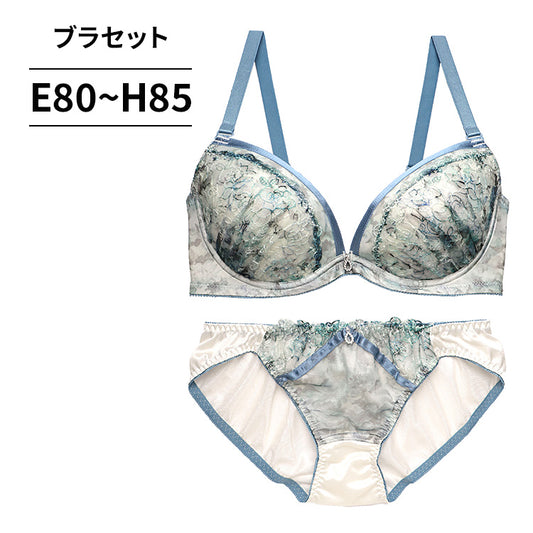 ブラ＆ショーツセット 花柄プリント×刺繍【EFGHサイズ】 ba1085a
