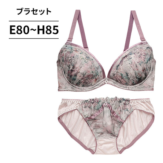 ブラ＆ショーツセット 花柄プリント×刺繍【EFGHサイズ】 ba1085b