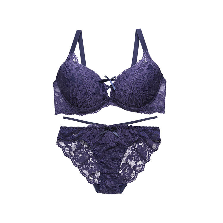 PG-Bra ブラジャー ネイビー・ピンク Lサイズ 脇高設計】総レースモールドブラ＆ショーツセット | 美しいシルエット