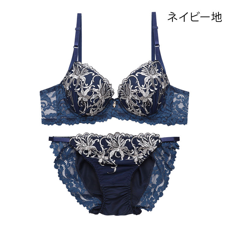 脇高ブラ＆ショーツセット 花柄刺繍 【ABCDサイズ】 ba1101