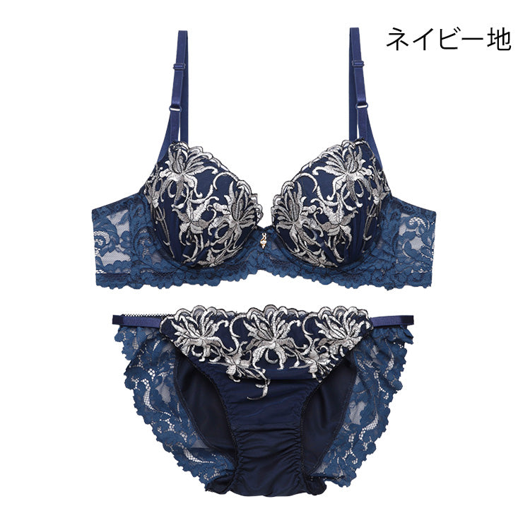 脇高ブラ＆ショーツセット 花柄刺繍【EFサイズ】ba1102