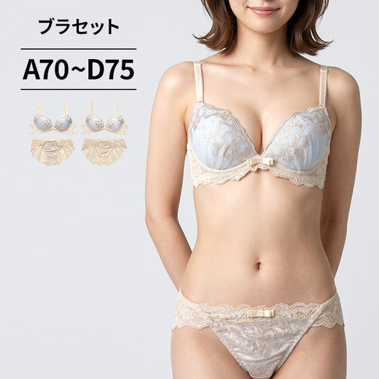 ブラ＆ショーツセット アンティーク風刺繍 【ABCDサイズ】 ba1107