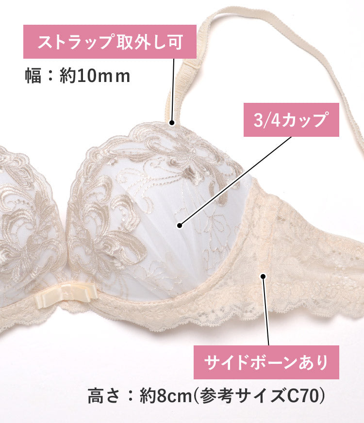 ブラ＆ショーツセット アンティーク風刺繍 【ABCDサイズ】 ba1107