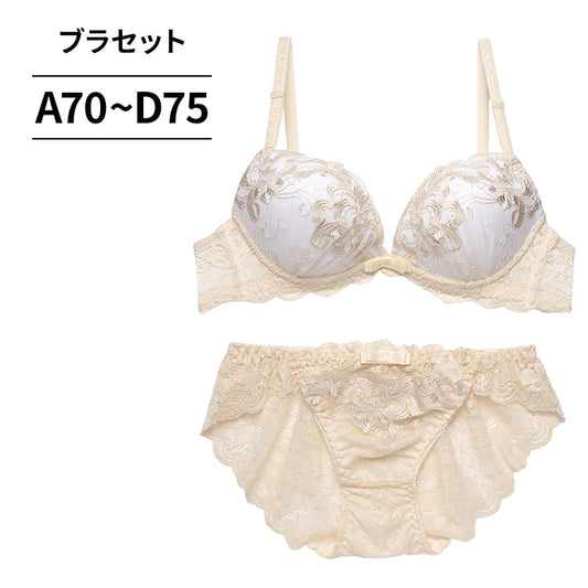 ブラ＆ショーツセット アンティーク風刺繍 【ABCDサイズ】 ba1107b