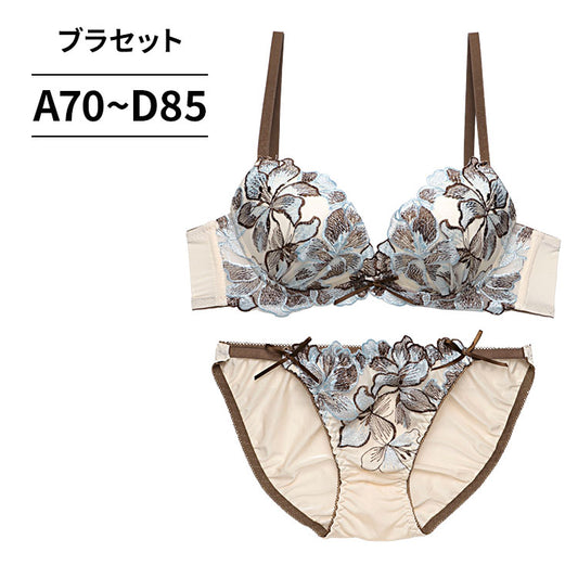 脇高ブラ＆ショーツセット 花柄刺繍 【ABCDサイズ】 ba1123b