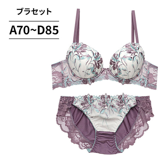 脇高ブラ＆ショーツセット 花柄刺繍 【ABCDサイズ】 ba1125b