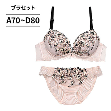 ブラ＆ショーツセット 花柄刺繍 【ABCDサイズ】 ba1128a