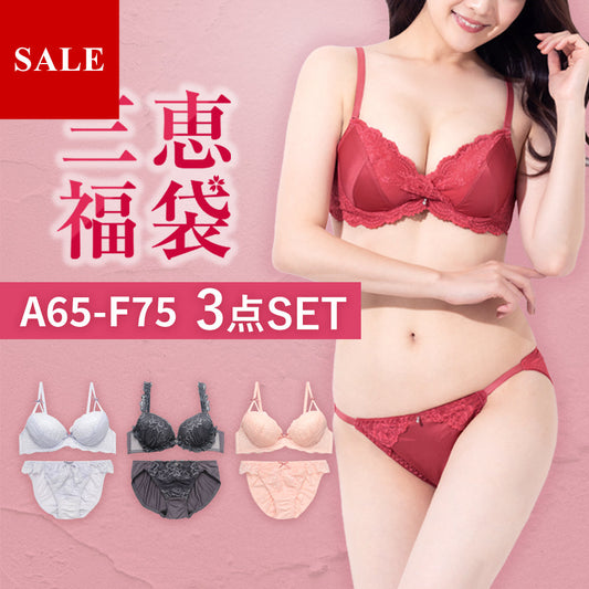[タイムセール]【福袋】ブラ＆ショーツセット3点 f0042